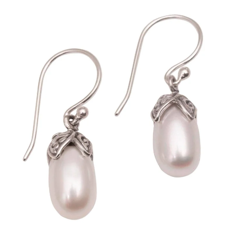 Locked earrings-NOVICA Moonlight Seeds, Cultured pearl dangle earrings - 1.2*0.3