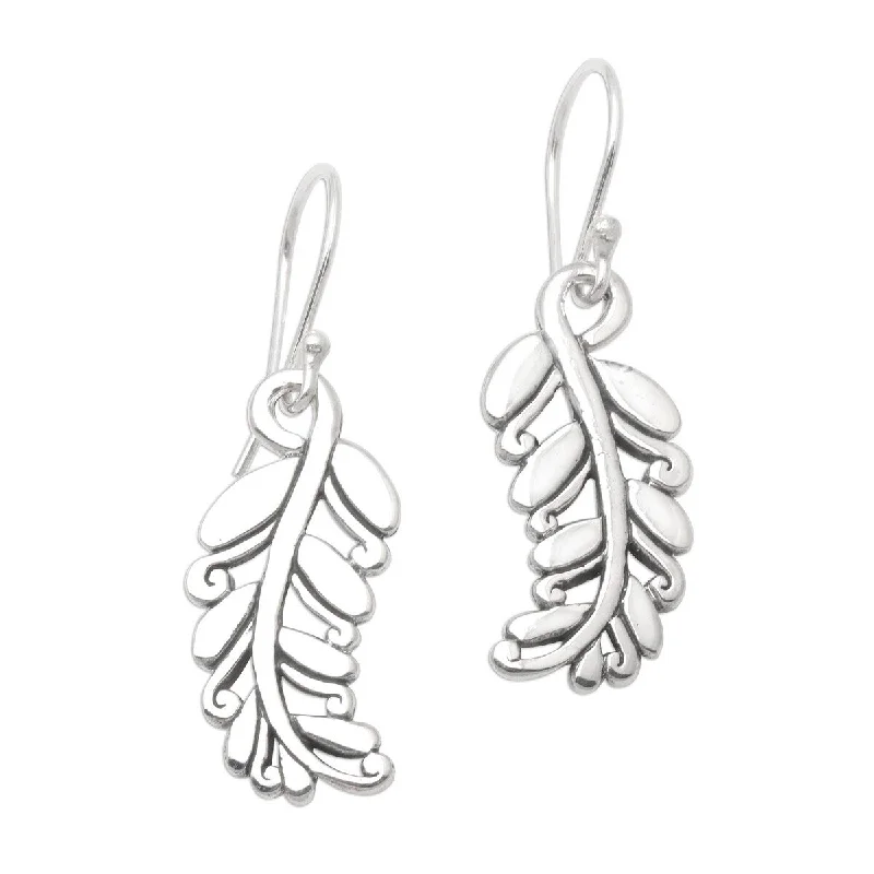 Ethnic grooved earrings-NOVICA Rice Stalks, Sterling silver dangle earrings - 1.6*0.4