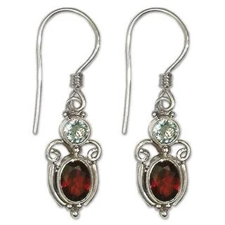 Chilly topaz earrings-NOVICA Sterling Silver 'Fire and Ice' Garnet Topaz Earrings - Red