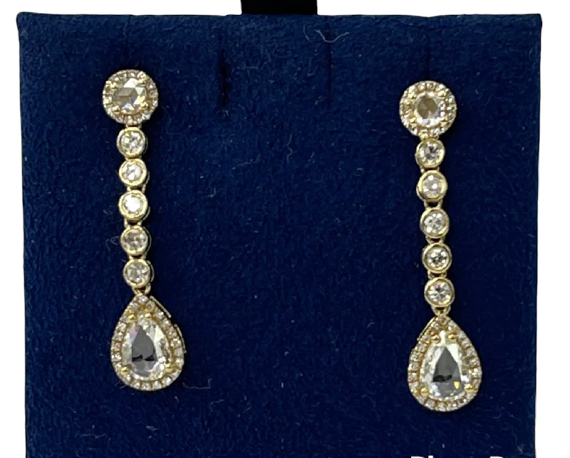 Tide effect earrings-Pear Diamond Drop Dangling Earrings White Gold 14kt