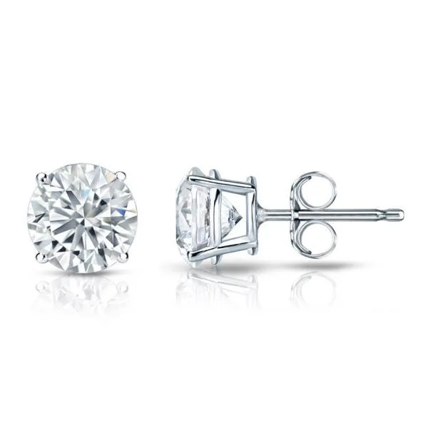 Fine-edged earrings-Platinum Round 1ct TDW GIA Certified Diamond Stud Earrings by Auriya