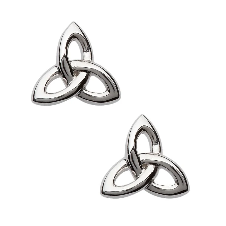 Shimmering minimalist earrings-Sterling Silver Trinity Knot Earrings