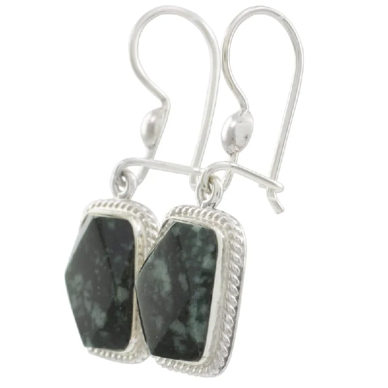 Lifted stone earrings-Sterling Silver Maya Forest Princess Jade Earrings (Guatemala) - 13*9*5