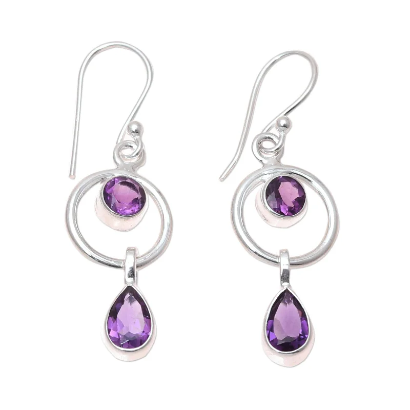 Curving pattern earrings-Sterling Silver 'Modern Lilac' Amethyst Earrings - Purple