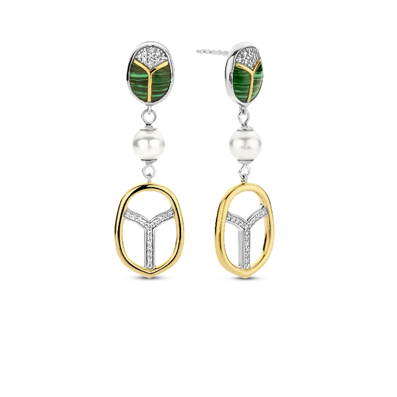 Flat-set stone earrings-TI SENTO Earrings 7995MA