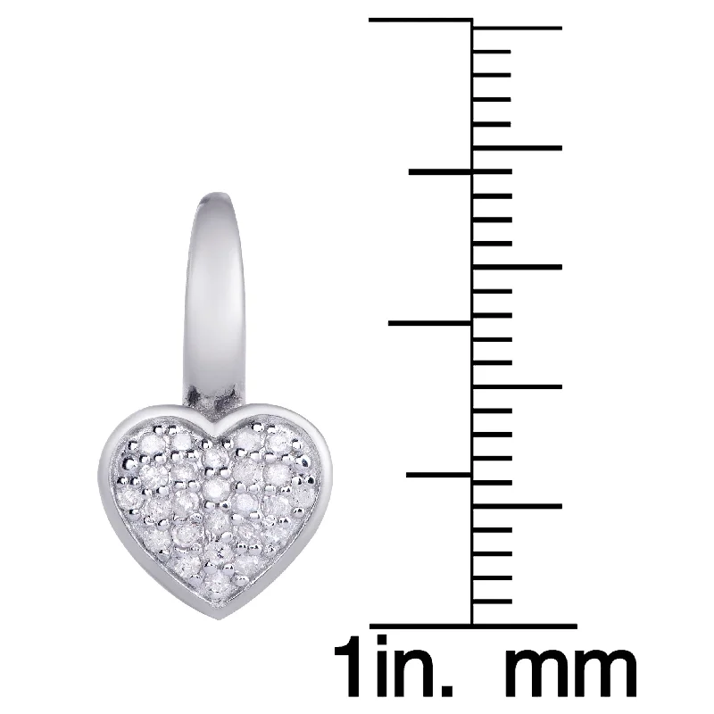 Glinting silver earrings-Victoria Townsend .925 Sterling Silver 1/4Ct Diamond Heart Leverback Earring