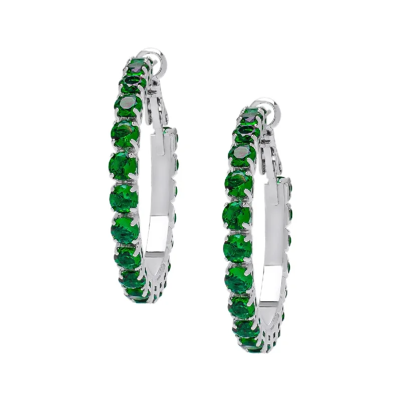 Locked earrings-Victoria Townsend Fine Silver Plate Cubic Zirconia Hoop Earring.