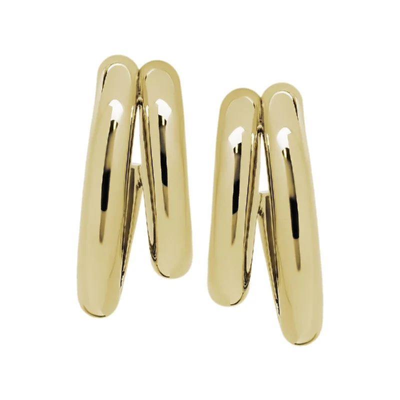 Gentle sweep earrings-Victoria Townsend Gold Plated Double Tube Hoop Earring