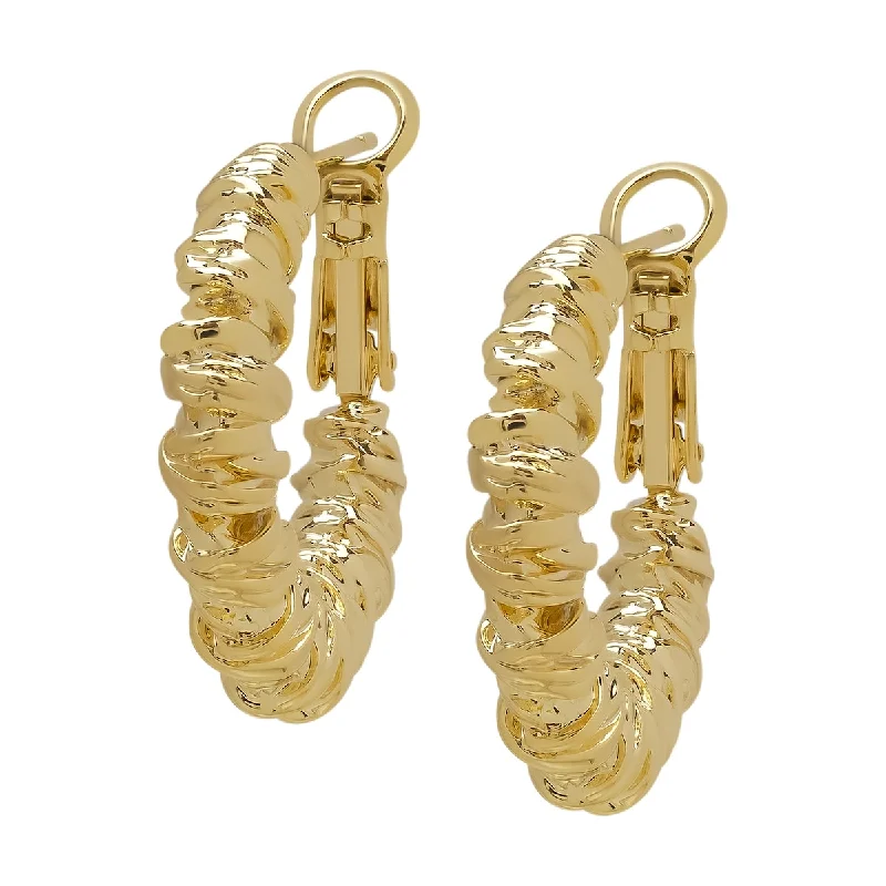 Shimmering quartz earrings-Victoria Townsend Gold Plated Twist Hoop Earrings