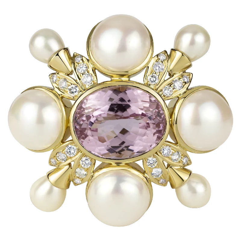 Brooch- Kunzite, Pearl And Diamond (1220A)