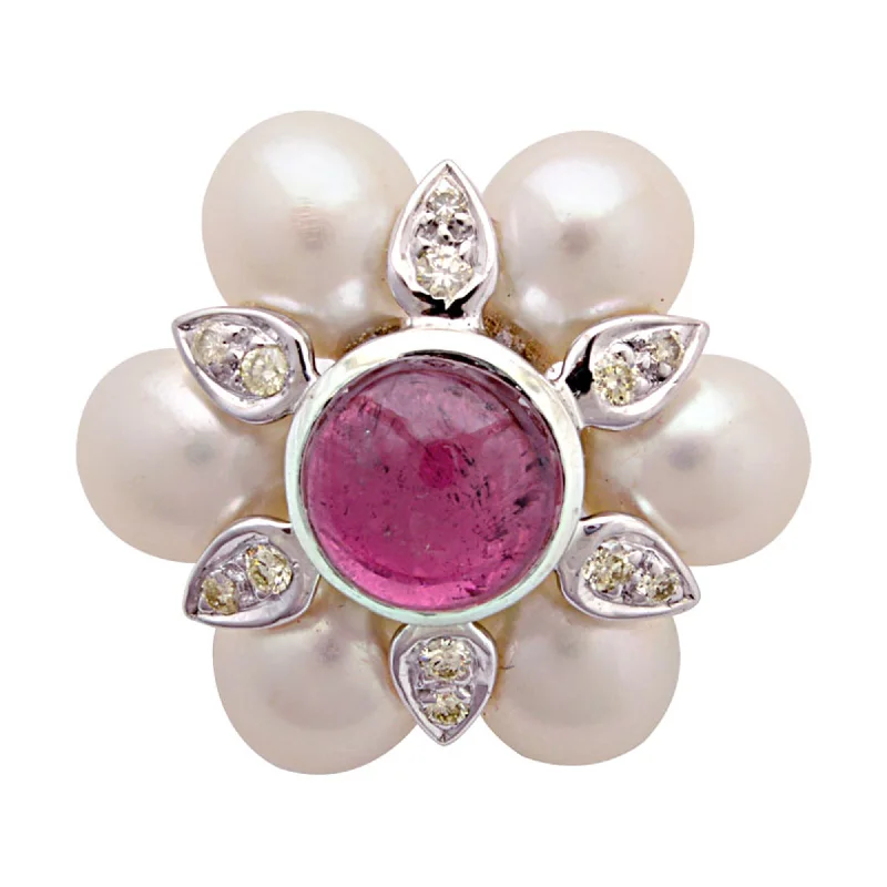 Brooch- Rubellite, South Sea Pearl And Diamond (95GS)