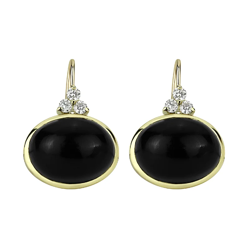 Earrings - Black Onyx And Diamond