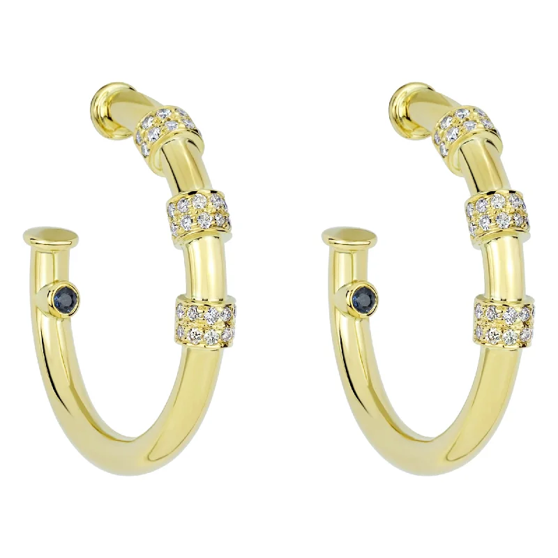 Earrings - Blue Sapphire And Diamond