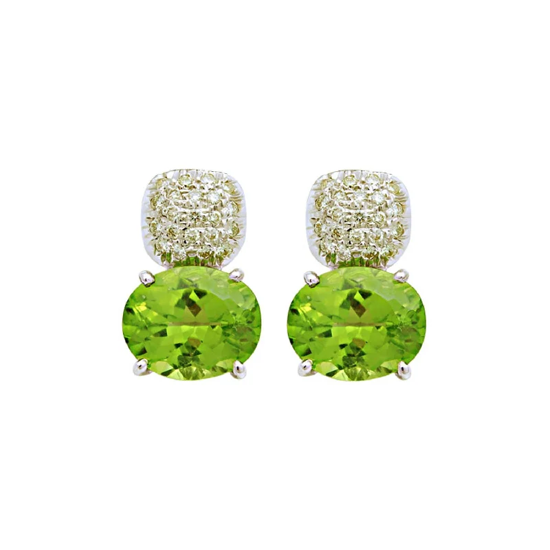 Earrings- Diamond And Peridot