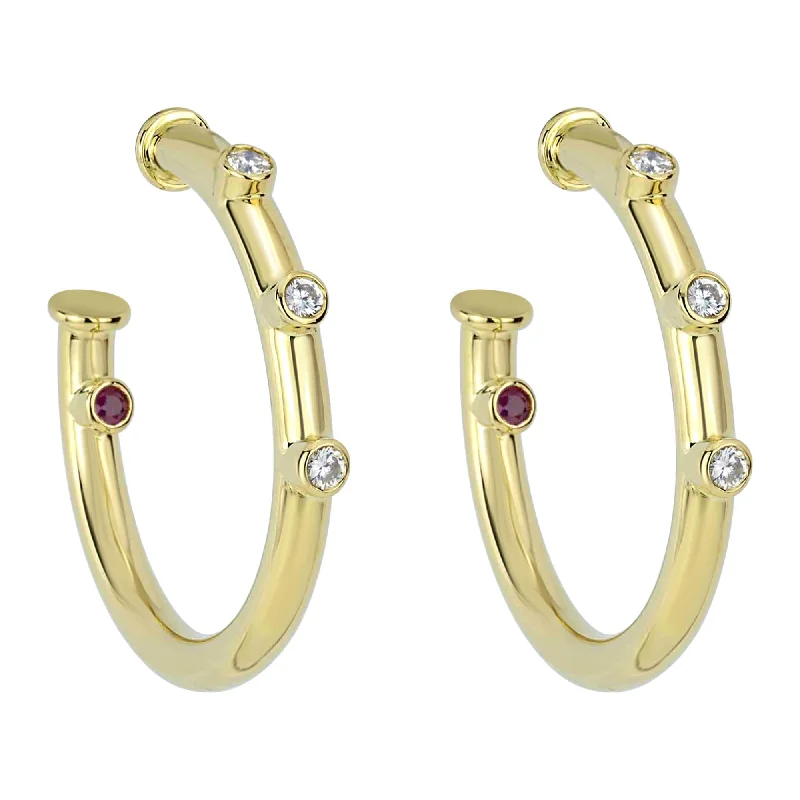 Earrings - Diamond And Ruby