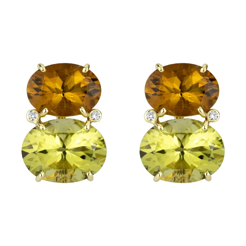 Earrings - Lemon, Citrine And Diamond