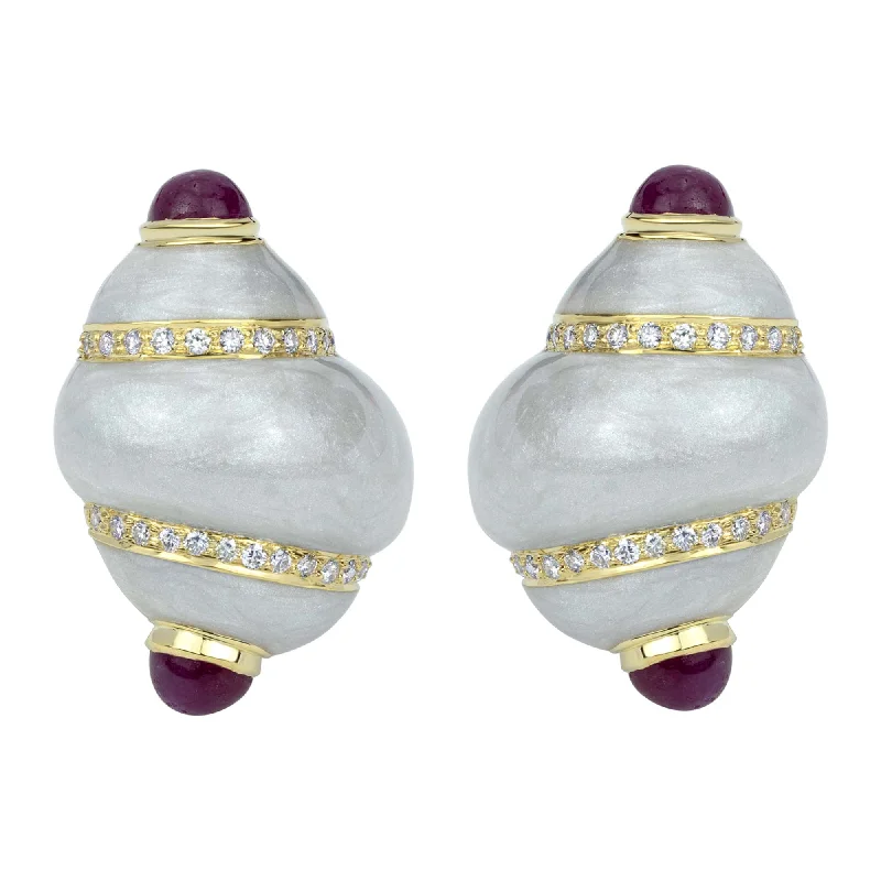 Earrings - Ruby And Diamond (Enamel)