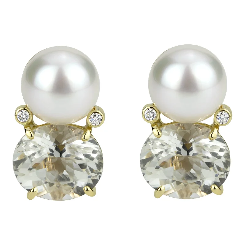 Earrings - South Sea Pearl, Crystal And Diamond