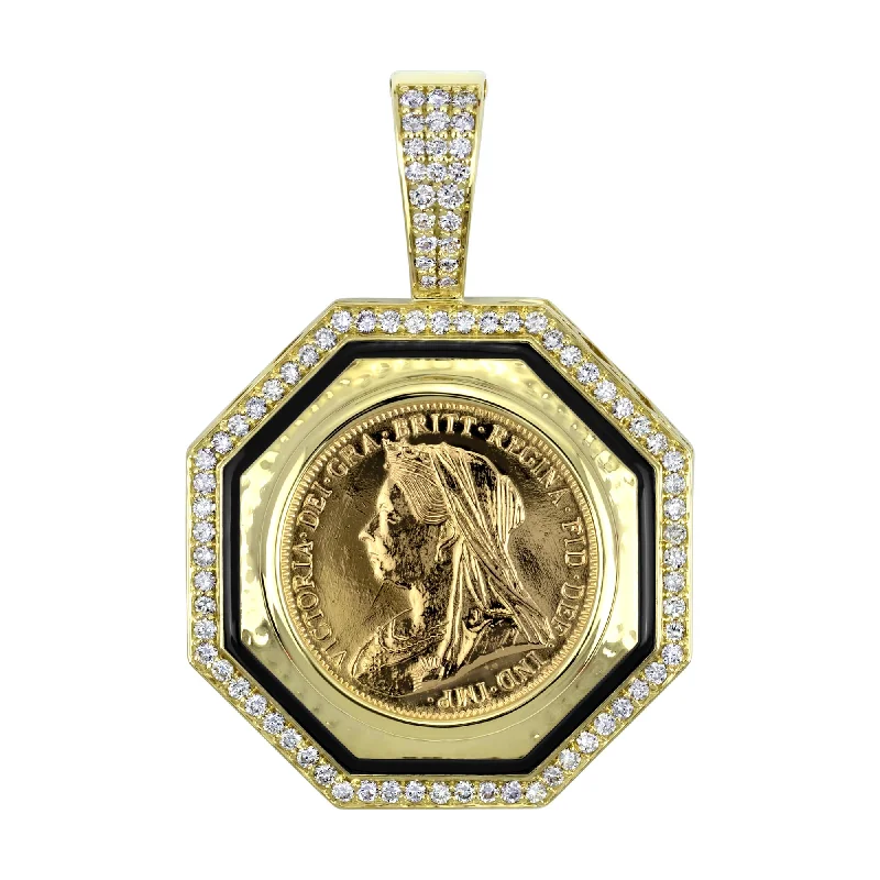 Pendant - Gold Coin And Diamond (Enamel)