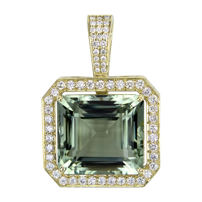 Pendant - Green Quartz And Diamond