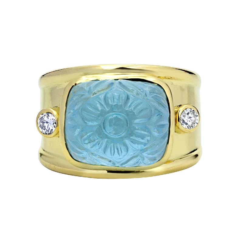 Ring - Blue Topaz And Diamond